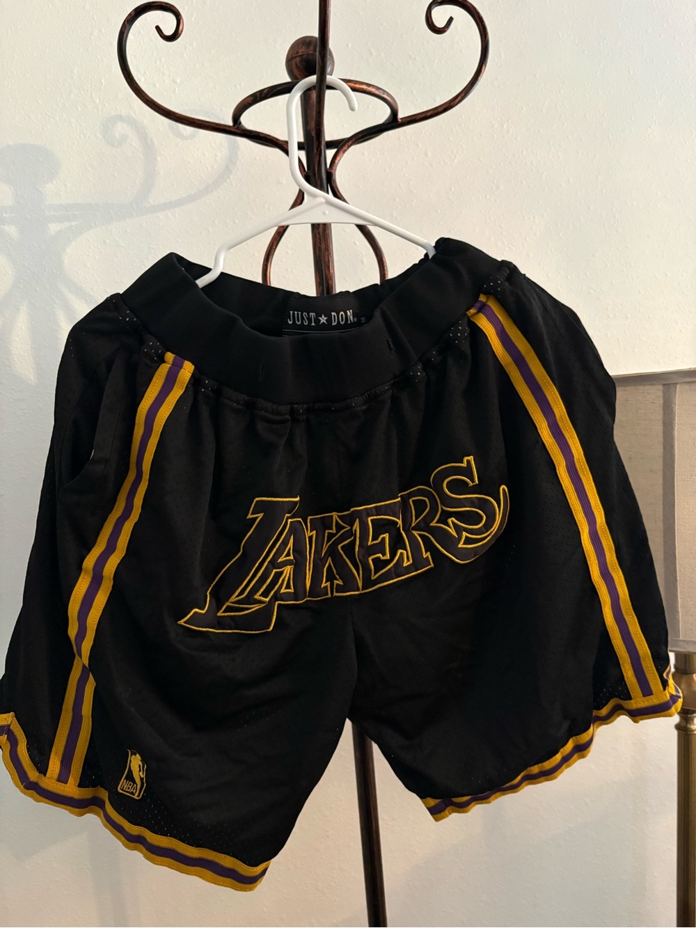 Just Don Black Lakers Basketball Shorts with Gold & rrPurple Trim